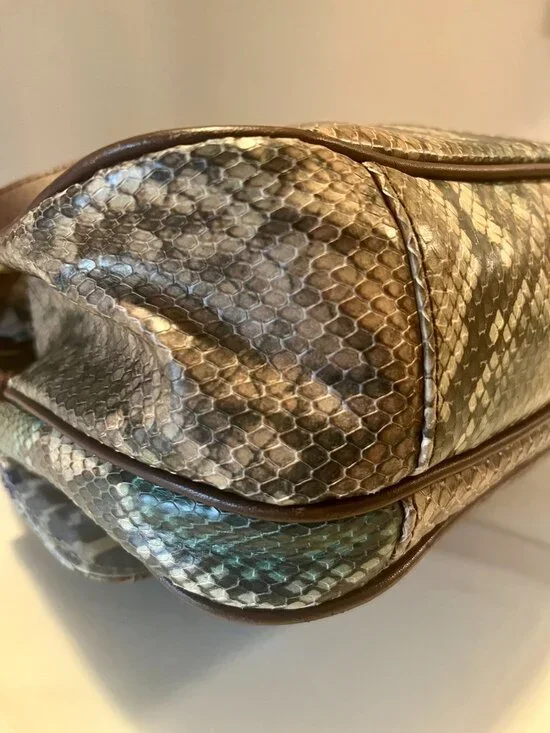 RAFE New York Snakeskin Embossed Leather Whipstitch Crossbody Bag - Picture 9 of 16